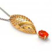 9ct yellow and white gold pendant with zincite and sapphire