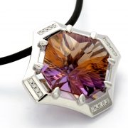 18ct white gold pendant with ametrine and diamonds