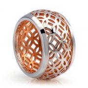 silver domed lattice ring
