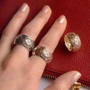 silver domed lattice ring