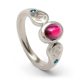 silver ring with garnet and blue diamonds
