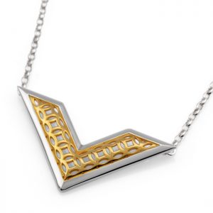 sterling silver chevron pendant with gold vermeil