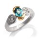 sterling silver ring with 18ct gold accent and zircon