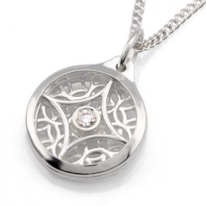 sterling silver circle pendant with cubic zirconia