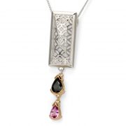 sterling silver rectangle pendant with sapphires