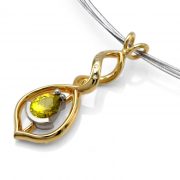 9ct yellow and white gold pendant with mali garnet and diamonds