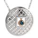 sterling silver and 18ct yellow gold circle pendant with blue diamond