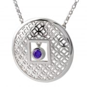sterling silver circle pendant with amethyst
