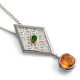 sterling silver pendant with 18ct yellow gold accent, emerald and citrine