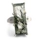 silver ring with actinolite and blue diamonds
