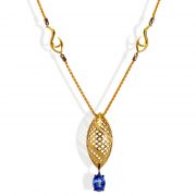 18ct yellow gold eternal flame pendant with tanzanite and diamonds